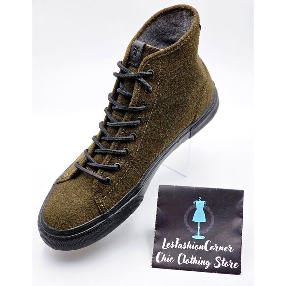 Frye Men's Olive Wool Rubber High-Top Ludlow Fashion Shoes Size 13 385 - Picture 13 of 16